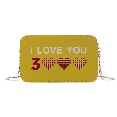 

Small Letter I LOVE YOU Print Shoulder Handbags Women Chain Crossbody Bags