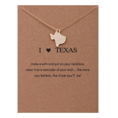 

Fashion Love Gold-color Reminders I Heart Texas Pendant Necklace Women Jewelry