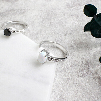 

White Fire Opal 925 Sterling Silver Fashion Jewelry Ring