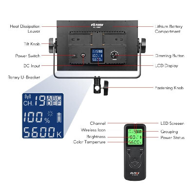 

Viltrox VL-S50B 276 LED Video Light Panel 50W Dimmable 5600K CRI95 with Wireless Remote Control Barndoor U-Bracket for Canon Nikon