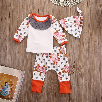 

Newborn Baby Girls Ruffles T-shirt TopFlower Palka Dots Pants Leggings Outfits Set