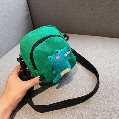 

2019 new fashion cute messenger bag casual simple wild shoulder bag cartoon cute little dinosaur canvas bag