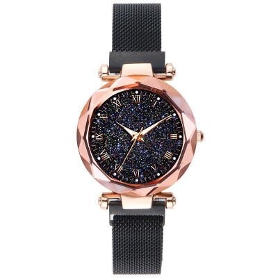 

Women Luxury Magetic Watches Fashion Mesh Band Stainless Steel Quartz Wristwatch Ladies Starry Sky Watch Rose Gold Clock