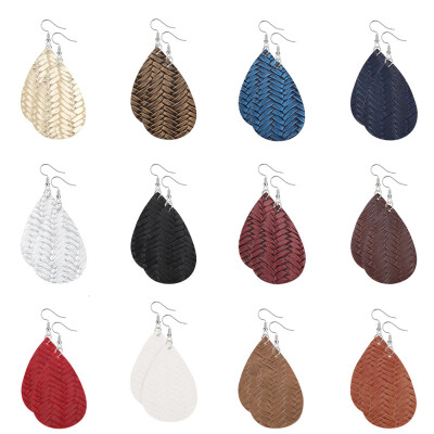 

12 Pairs Teardrop Leather Earrings Petal Drop Earrings for Women Girls Handmade Faux Leather Long Dangle Earrings