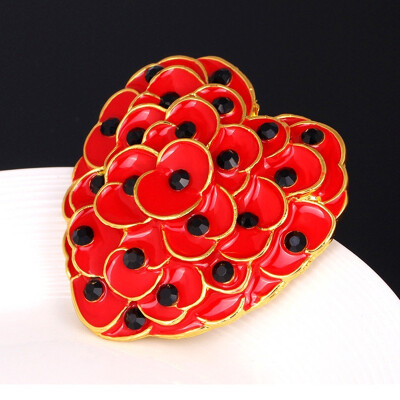 

Red Poppy Brooch Heart Vintage Style Badges Banquet Lapel Pin Brooch Symbolic Brooch Pin