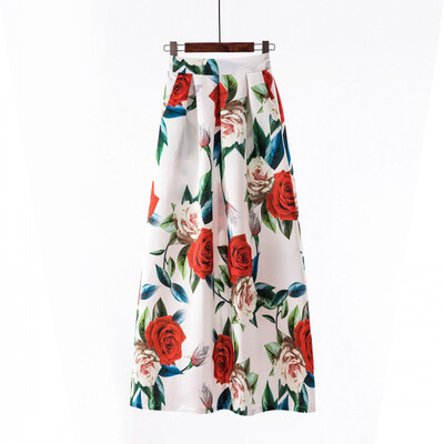 

Roseonmyhand Ladies Spring And Summer Print Fashion Casual Skirt Retro Big Skirt
