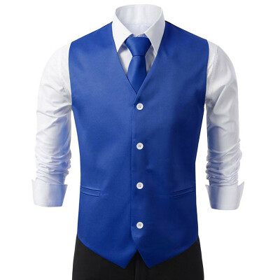 

Mens Formal Waistcoat Dress Vest And Neck Tie Hankie Set Wedding Prom Casual