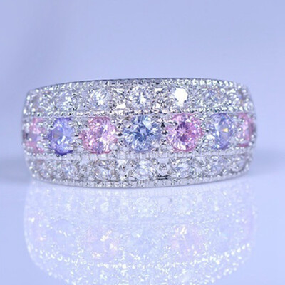 

Wholesale Generous Fashion Lady Pink Tourmaline Silver Color Ring Size 6 7 8 9 10 Romantic Love Jewelry Gift