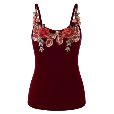 

Roseonmyhand Fashion Womens Plus Size Rose Embroidery Floral T-Shirt Blouse Camis Tank Tops
