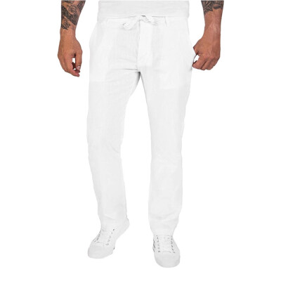 

Gobestart Men Splicing Linen Work Overalls Casual Pocket Sport Work Casual Trouser Pants
