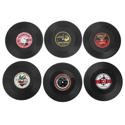 

6pcsset Round Anti-slip Heat Resistant CD Vinyl Record Coasters Placemat