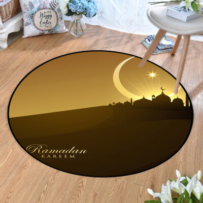 

Gobestart Home Decor Circle Area with Star&Moon Ramadan Design Round Area Rug Carpet