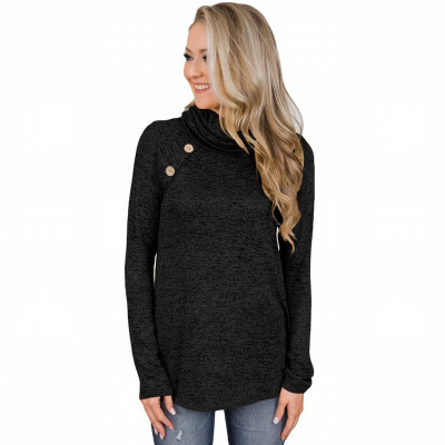 

Solid color womens T-shirt bottoming shirt high collar long-sleeved warm Slim shirt womens