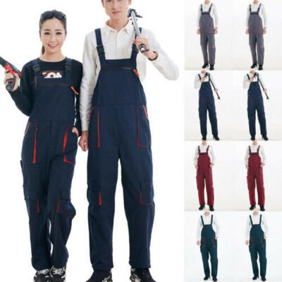 

Mens Womens Work Trousers- New Bib&Brace Knee Pad Dungarees Multi Pockets UK