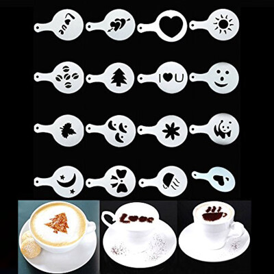 

〖Follure〗16X Creative Nice Coffee Barista Stencils Template Strew Pad Duster Art