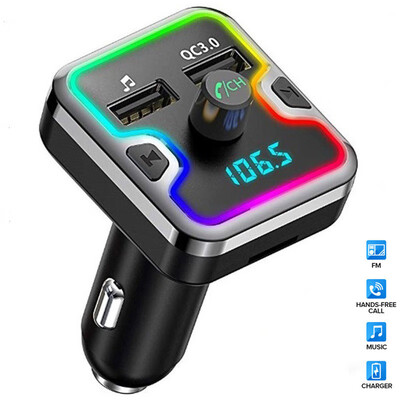 

〖Follure〗USB Car Blueteeth FM Transmitter 7 Colors with Hands Free Car LED Backlight MP3