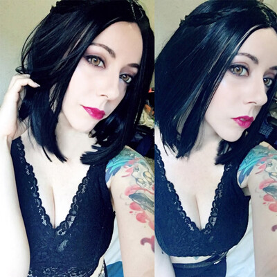 

〖Follure〗Fashion Synthetic Short Straight Black BOB Hair Wig Natural Hair Full Wigs