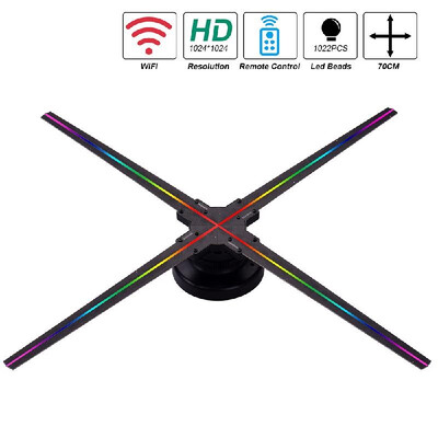 

3D Hologram Projector Fan WiFi Holographic Light Display Player 4 Blades Design 10241024 Resolution 1022pcs Led Beads with Remote