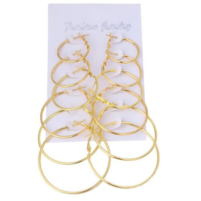 

6PcsSet Fashion Unisex Metal Geometric Hoop Earrings Jewelry Accessories Gifts