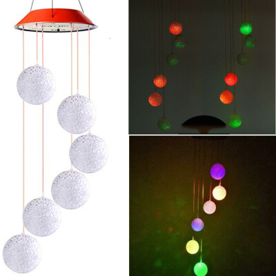 

〖Follure〗Solar Powered Wind Chime Light LED Garden Hanging Spinner Lamp Color Changing