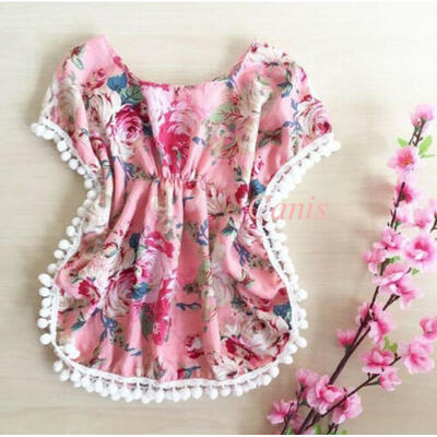 

Toddler Kids Baby Floral Tops Sunsuit Outfits Clothes Beach Cover Ups for Girls