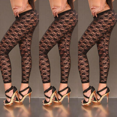 

US Stock Womens Sexy Legging Mesh Lace Long Leggings Pants Lady Fashion Trousers