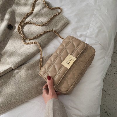 

Lingge chain small bag female 2019 new wave Korean fashion wild single shoulder casual slung texture small square bag