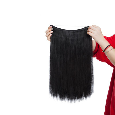 

Invisible Wire No Clips in Hair Extensions Secret Fish Line Hairpieces Silky Straight real natural Synthetic