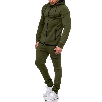 

Toponeto Mens Autumn Winter Patchwork Sweatshirt Top Pants Sets Sports Suit Tracksuit