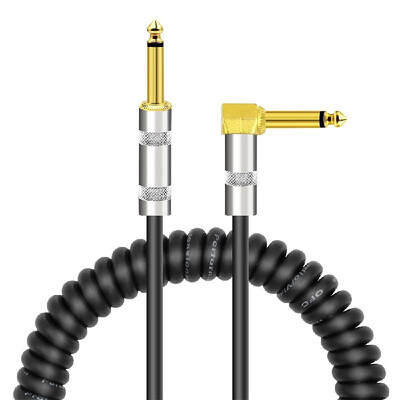 

Curly Musical Instrument Audio Guitar Cable Cord 14 Inch Straight to Right-angle Gold-plated TS Plugs PU Jacket for Electric Guit
