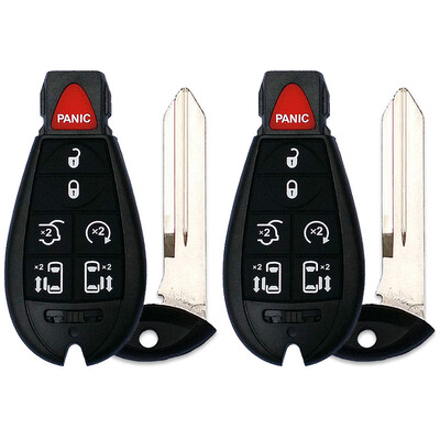 

2 Uncut Keyless Entry Remote Replacement Smart Key Fob for Chrysler Dodge