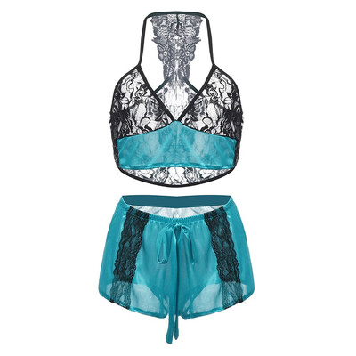 

Toponeto New Women Plus Size Sexy Stain Lingerie Lace Splice Sleepwear Bowknot Underwear