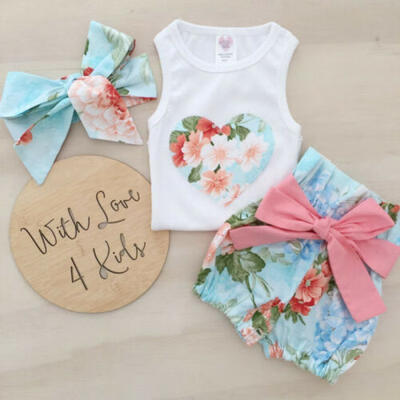 

UK Canis Toddler Baby Girls Summer Floral Clothes Vest Tops Shorts Pants Outfits
