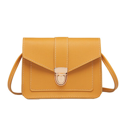 

Women Solid Color Covered Lock Buckle Crossbody Shoulder Bag Pouch Phone Purse