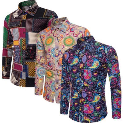 

Men&39s Floral Casual Formal Shirt Long Sleeve Slim Fit Business Dress Shirts Tops