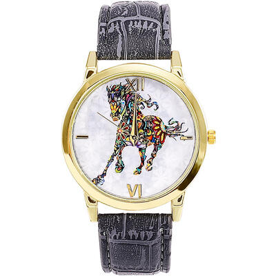 

Creative Watch Unique Horse Dial Leather Band Stainless Steel Quartz Wristwatch Casual Women Mens Unisex Watches Montre Homme