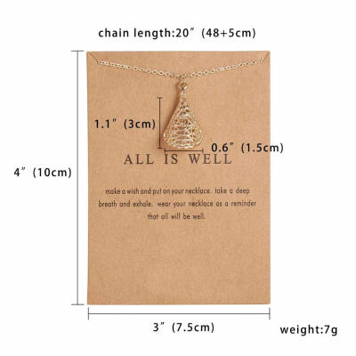 

With Card Trendy Necklace Lotus Hollow Pendant Alloy Paper Card Necklace Women Minimalist Clavicle Chain Choker Necklace Gift