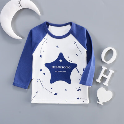 

1-3T Baby Boy Girl Shirt Cute Children New Autumn Cute Stitching Cartoon Print Wear Round Collar Long Sleeved Cotton T-Shirt