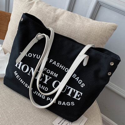 

2019 new Japanese&Korean canvas simple handbag casual shoulder bag breathable Joker street travel bag