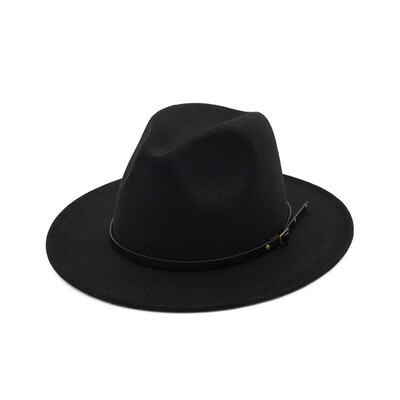 

Men Women Vintage Wide Brim Fedoras Hat Church Party Ladies Felt Jazz Cap