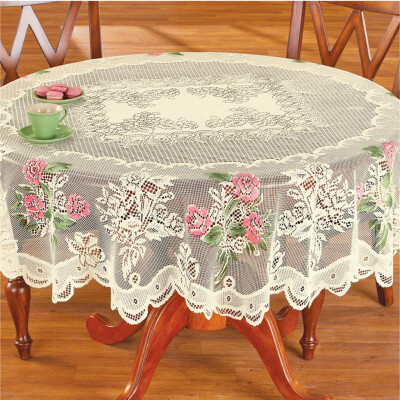 

Gobestart Lace Tablecloth Round White IN HAND Floral Rose Cover Elegant Dining Table