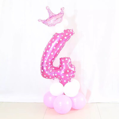 

FUNNYBUNNY Mix set 30" Numbers 0-9 pink&Blue Typ foil balloons Birthday Party balloons Pink With Crown Shape