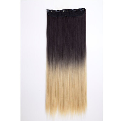 

Ombre Synthetic Fiber Clips in on Hair Extension 34 Full Head One Piece 5 Clips Long Silky Curly Wavy
