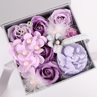 

Romantic 4 Color Valentine Scented Soap Artificial Rose Gift Box Wedding Birthday Girlfriend Romantic Fragrant Petals Flowers
