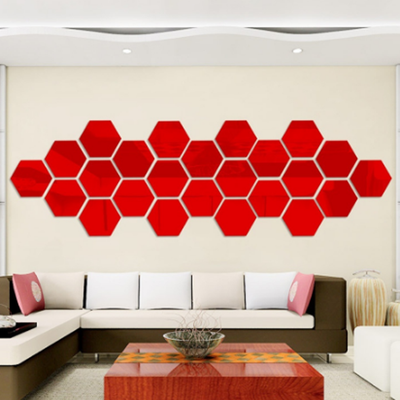 

4 Pcs 8cm315in Mirror Wall Stickers Hexagon Stickers Removable 3D Acrylic Surface Decal Home Room Wall Decor