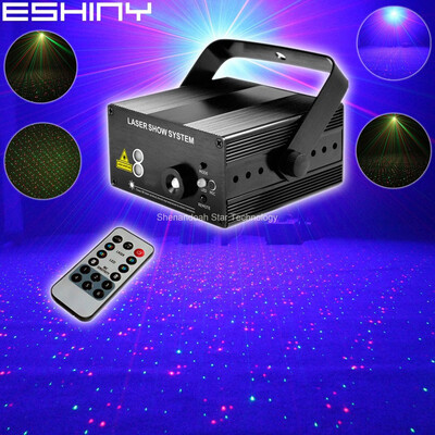 

ESHINY Remote Blue Led R&G Laser Full Stars Pattern Projector Club Bar DJ Dance Holiday Disco Home Party Light Show T130