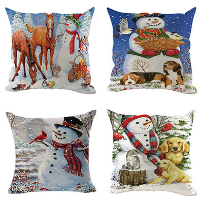 

Siaonvr 4Pcs Christmas Pillow Cover Pillowcases Decorative Sofa Cushion Cover Decoration