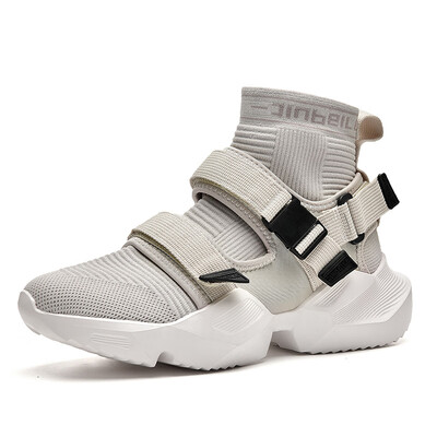 

Mens shoes fashion stretch cloth flying woven running shoes high-top sneakers Velcro socks tide shoes