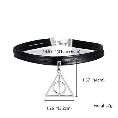 

Black Leather Choker Necklace for Women Double Layer Geometry Snowflake Stars Pearl Palm Charm Short Clavicle Collares Jewelry