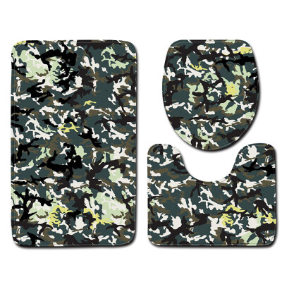 

Gobestart 3pcs Camouflage Non-Slip Bath Mat Bathroom Kitchen Carpet Doormats Decor